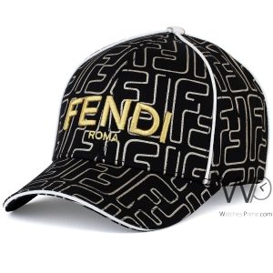 Baseball hat fendi roma italy black cotton cap men