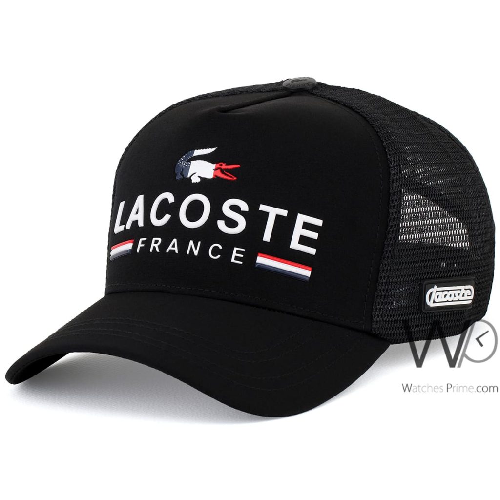 Lacoste Black Trucker Cap for men | Watches Prime