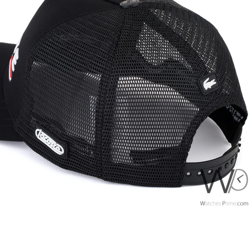 Lacoste Black Trucker Cap for men | Watches Prime
