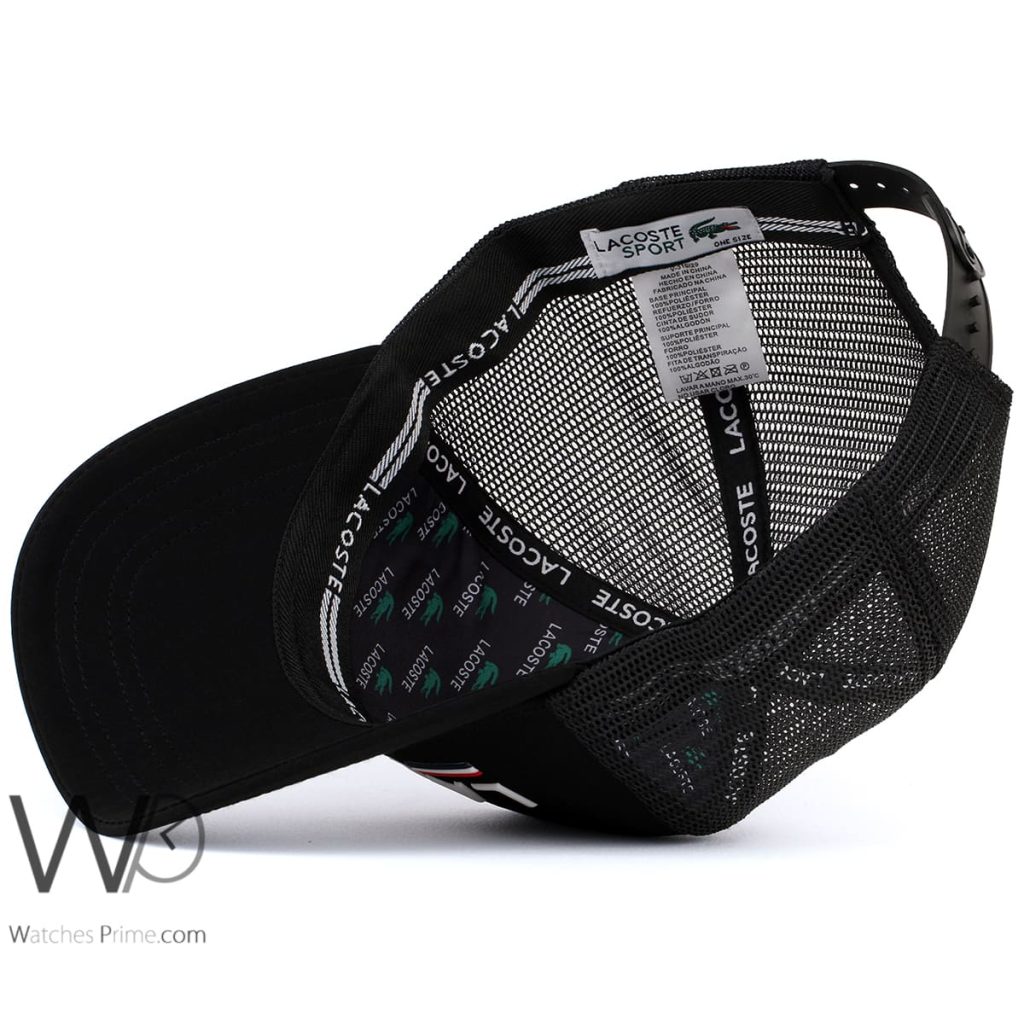 Lacoste Black Trucker Cap for men | Watches Prime