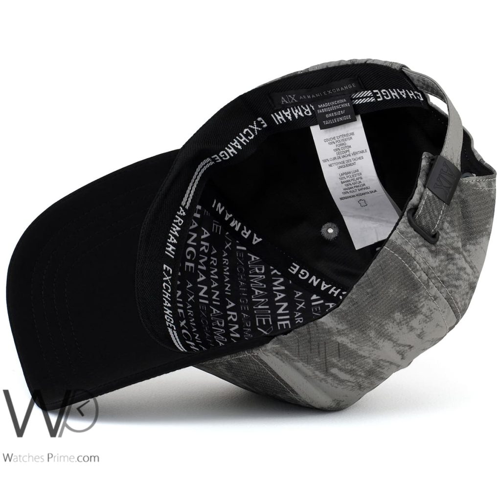 Armani Exchange AX Black Gray Cotton Men's Cap | Watches Prime