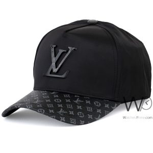 Black louis vuitton lv polyester mens baseball cap
