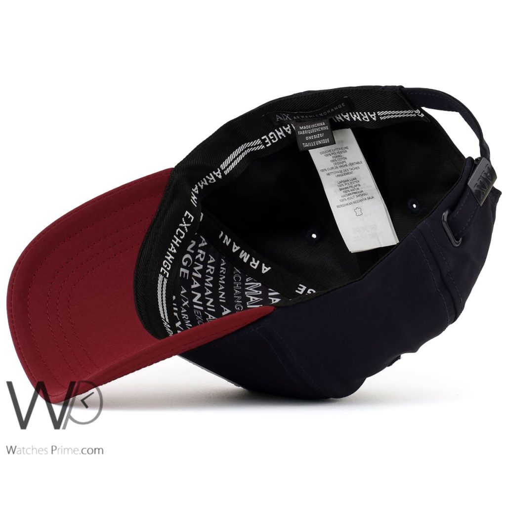 Armani Exchange AX Navy Blue Red Cotton Men's Cap | Watches Prime