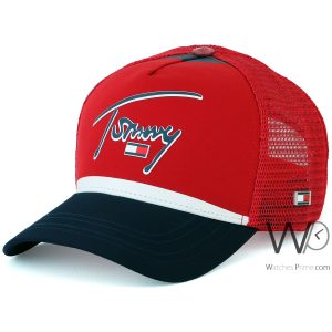 Red tommy hilfiger th 1985 nyc baseball net cap men