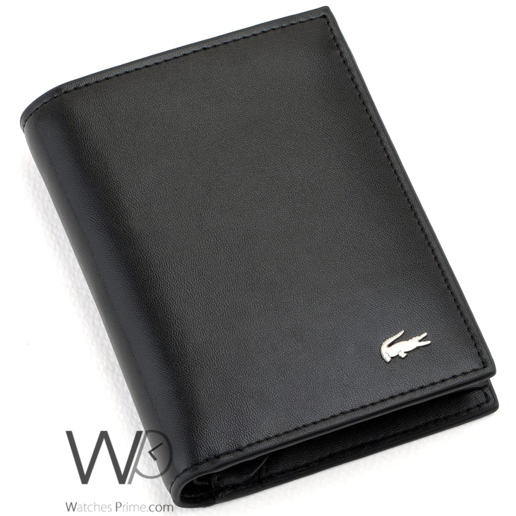 Black Lacoste Leather Long Men's Wallet | Watches Prime