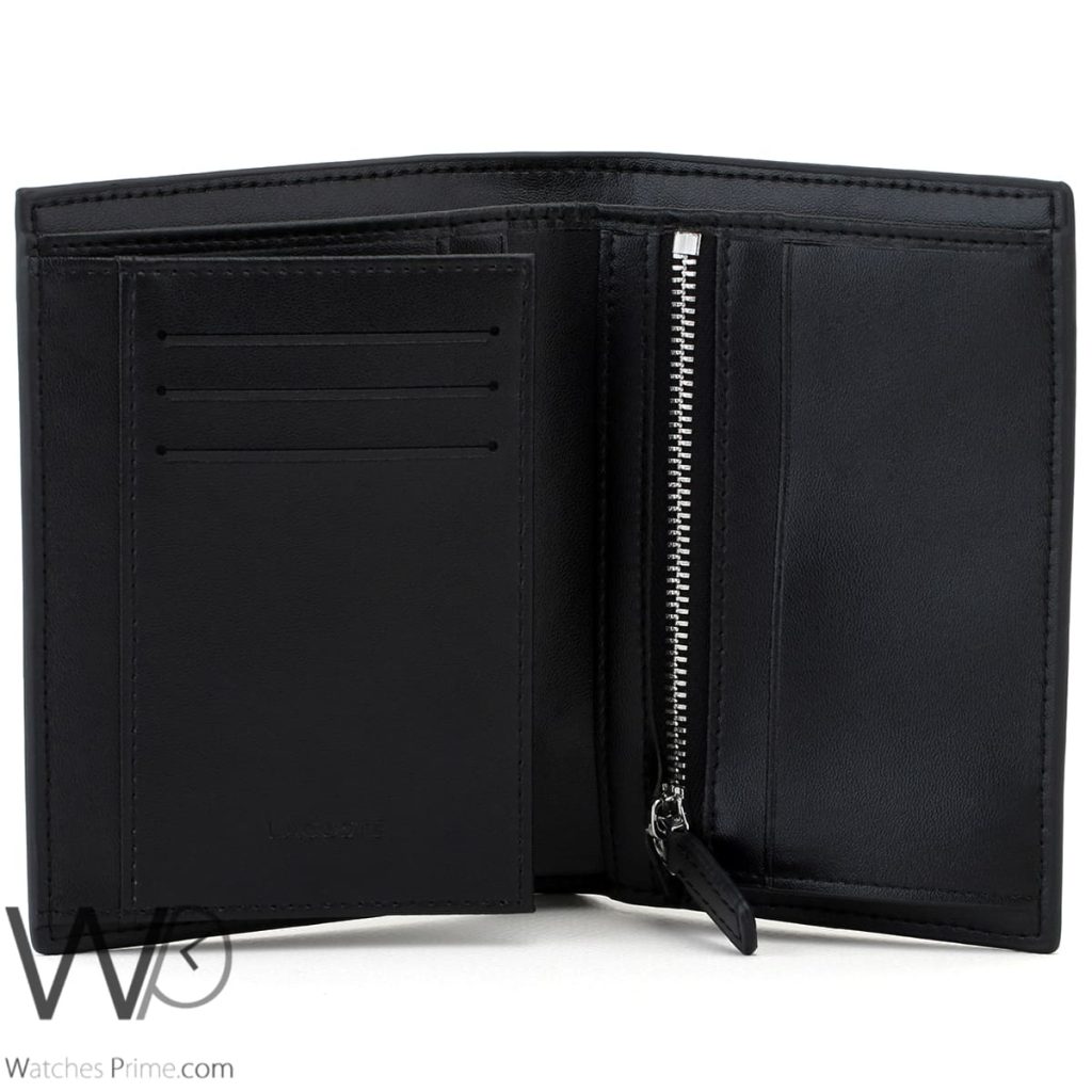 Black Lacoste Leather Long Men's Wallet | Watches Prime