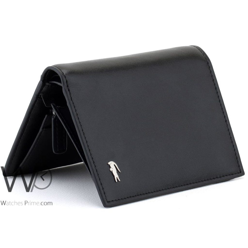 Black Lacoste Leather Long Men's Wallet | Watches Prime