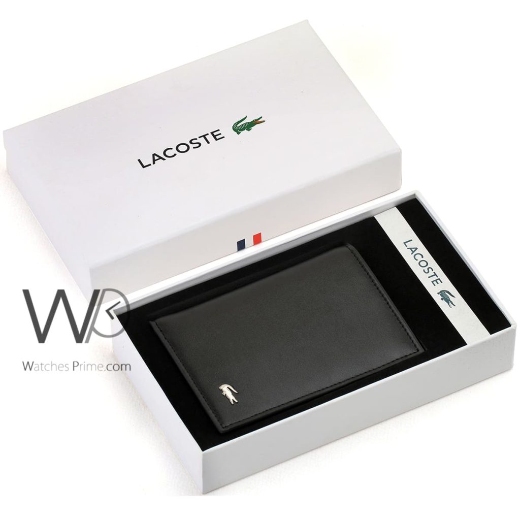 Black Lacoste Leather Long Men's Wallet | Watches Prime