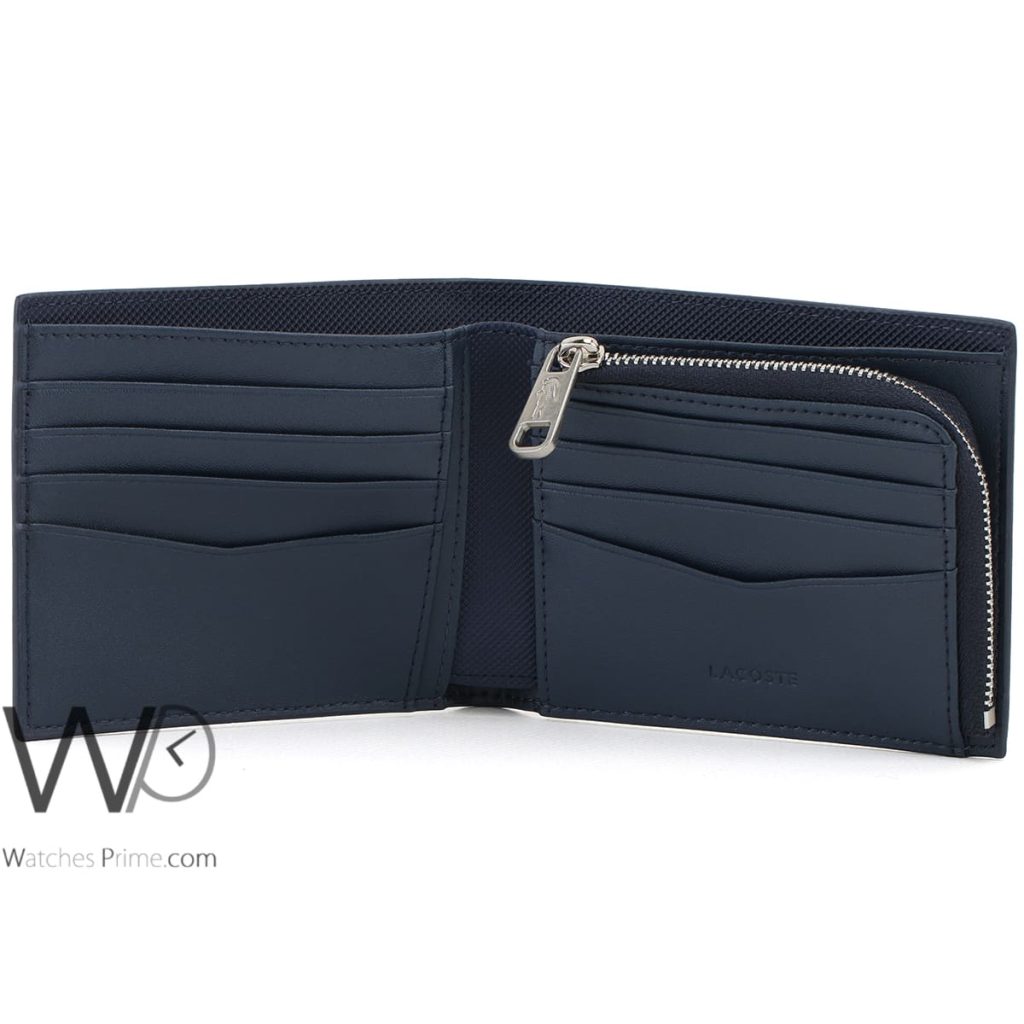 Lacoste Wallet Blue Leather for Men | Watches Prime