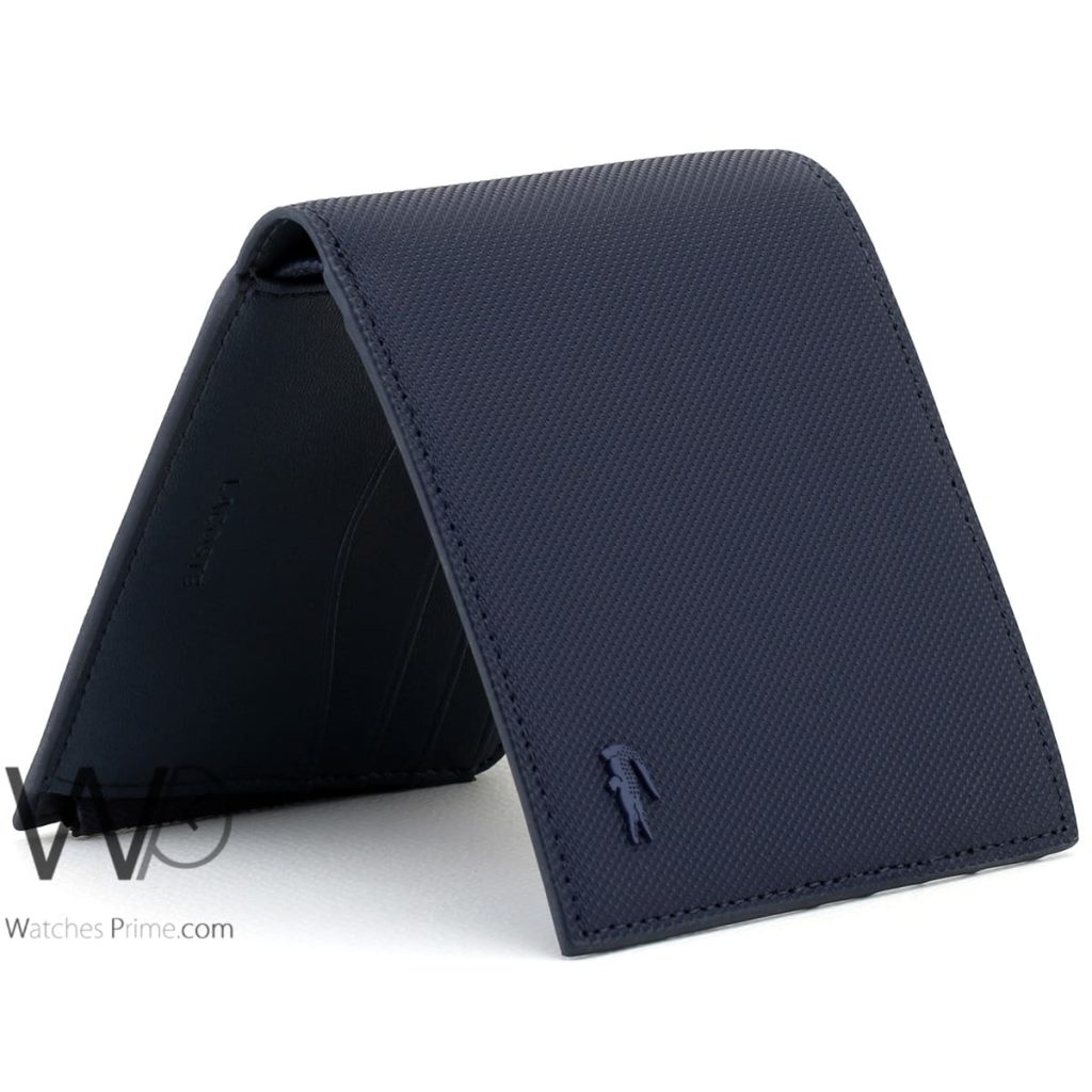 Lacoste Wallet Blue Leather for Men | Watches Prime