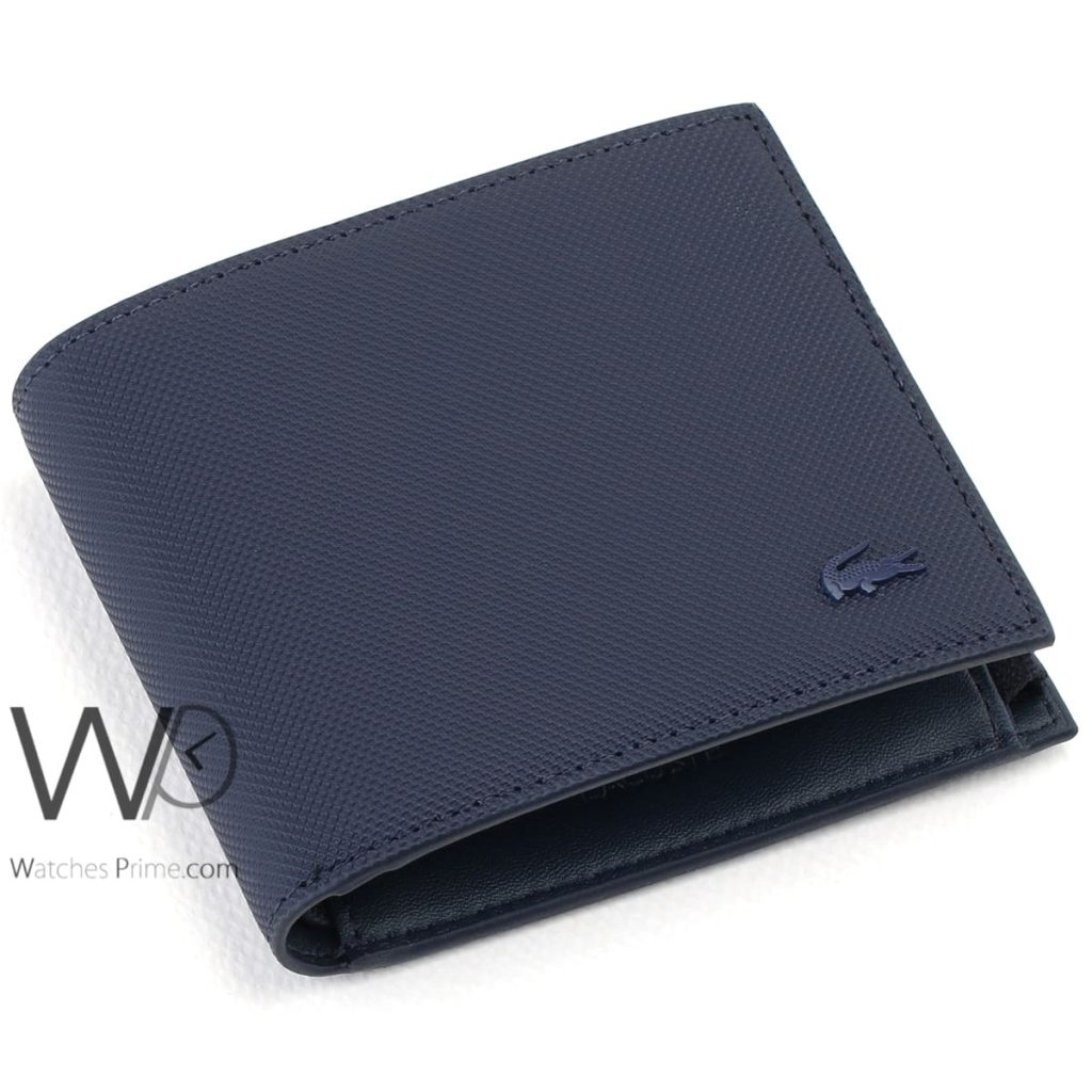Lacoste Wallet Blue Leather for Men | Watches Prime