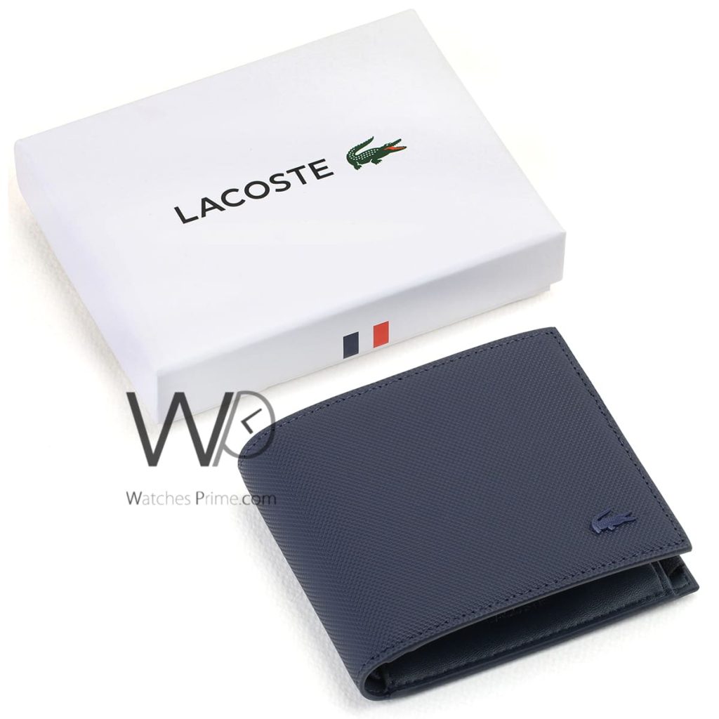 Lacoste Wallet Blue Leather for Men | Watches Prime