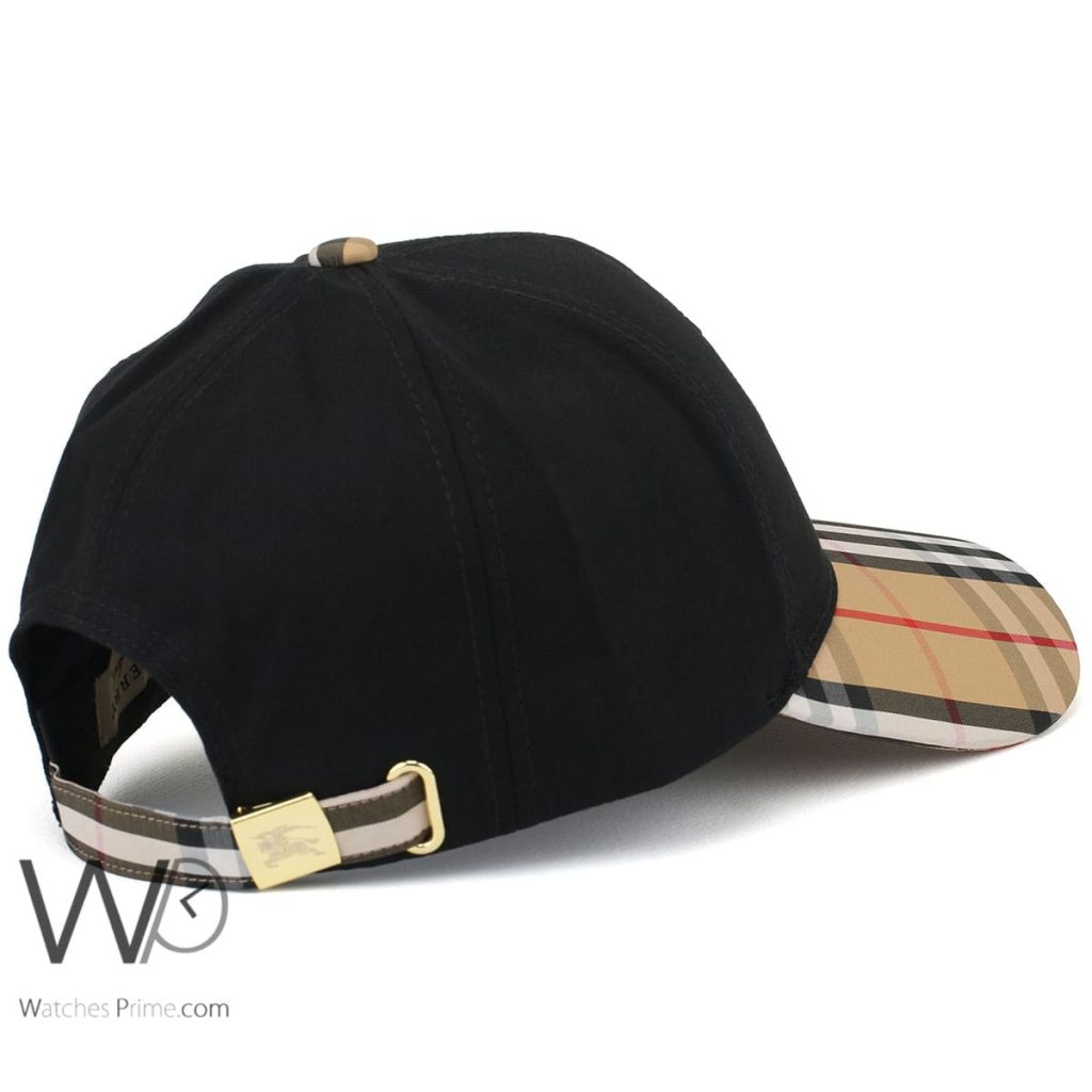 Burberry BT Motif Icon Stripe Black Beige Cap | Watches Prime