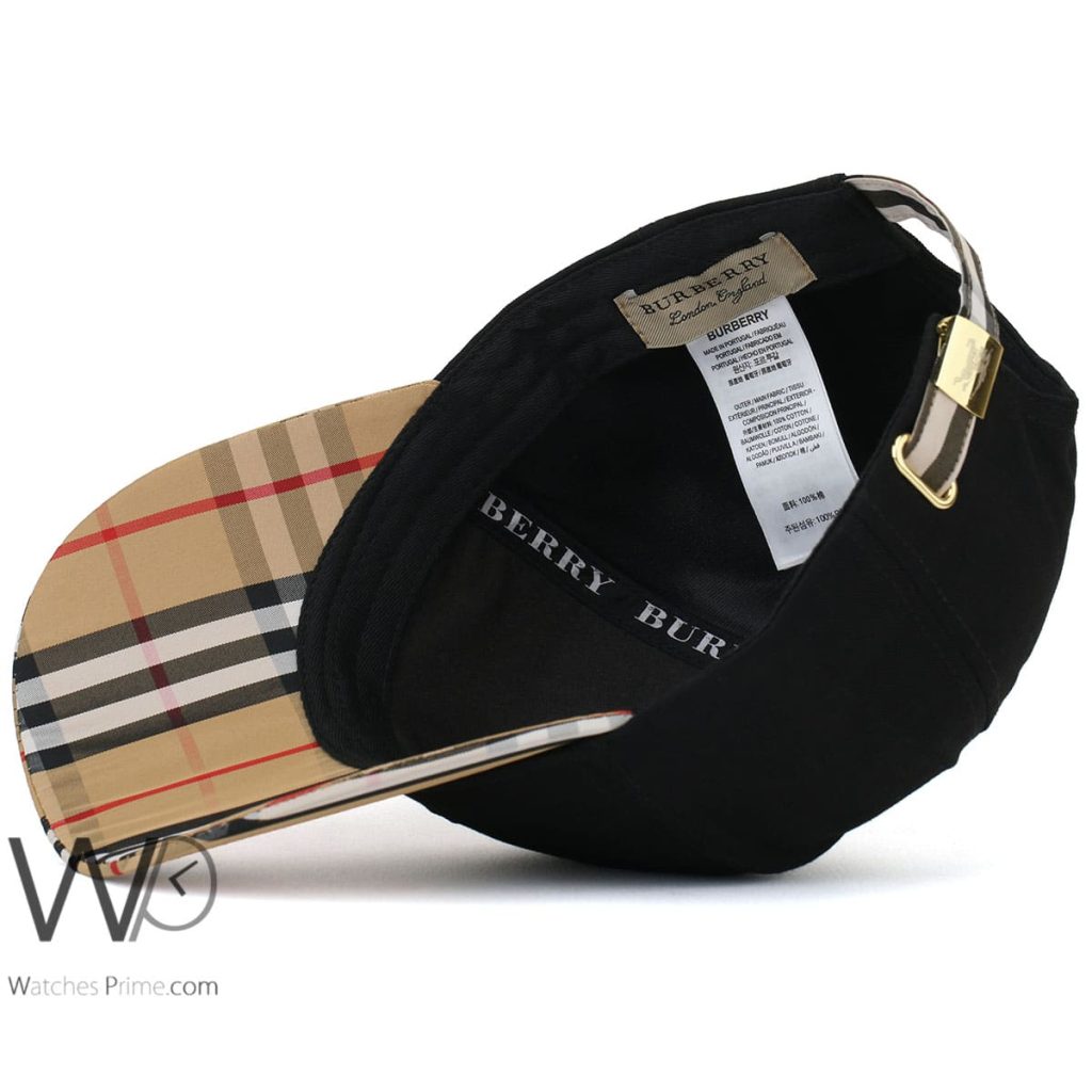 Burberry BT Motif Icon Stripe Black Beige Cap | Watches Prime