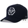 Philipp Plein PP Navy Blue Trucker Leather Cap | Watches Prime