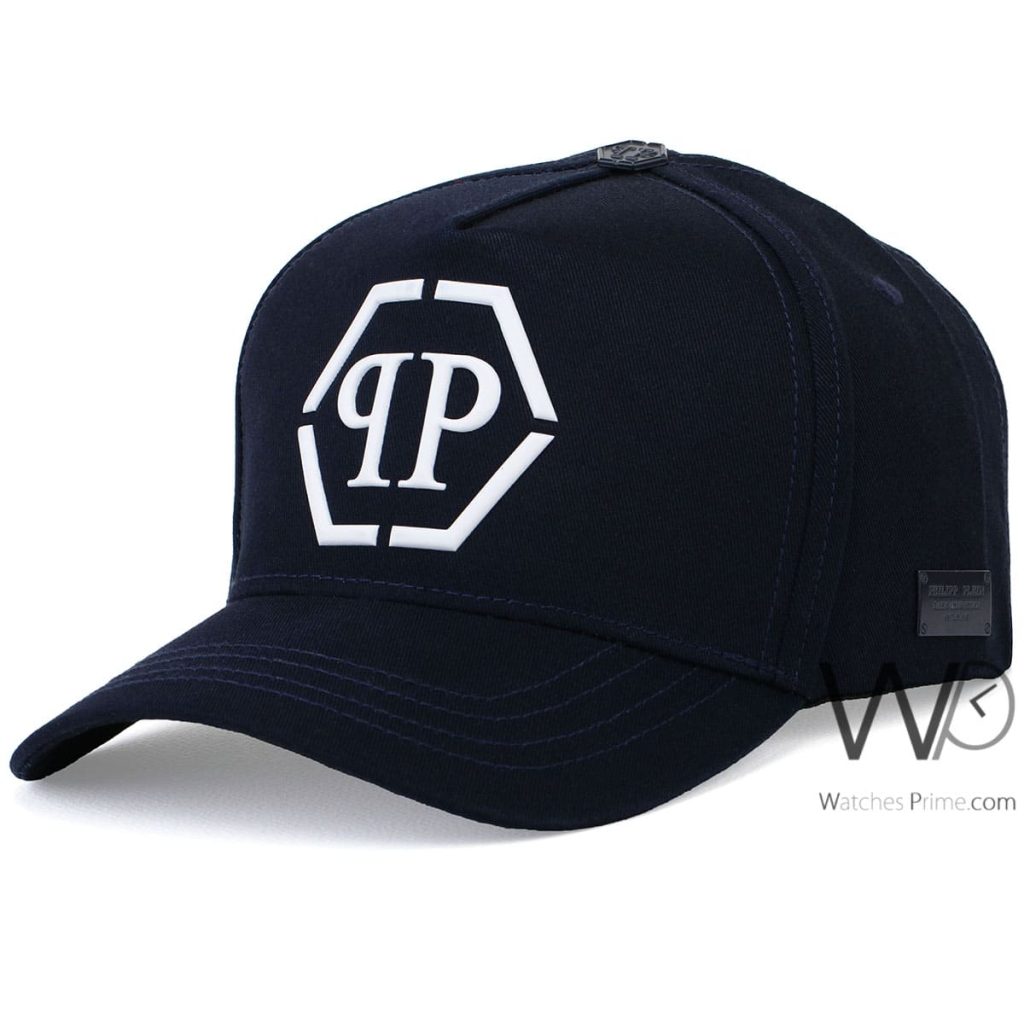 Philipp Plein PP Navy Blue Trucker Leather Cap | Watches Prime