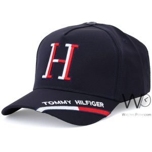 Baseball cap tommy hilfiger h navy blue cotton hat