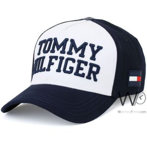 Baseball cap tommy hilfiger h white blue cotton hat