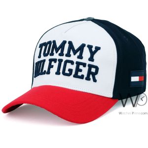 Baseball cap tommy hilfiger h white blue red cotton hat