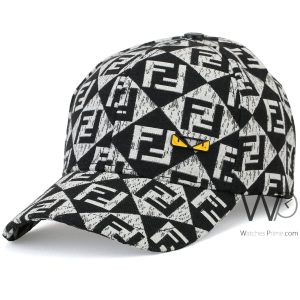 Baseball fendi roma ff hat black white cotton eye cap