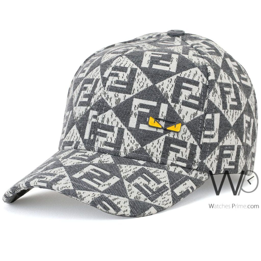 Fendi Roma FF Gray White Cotton baseball Cap | Watches Prime
