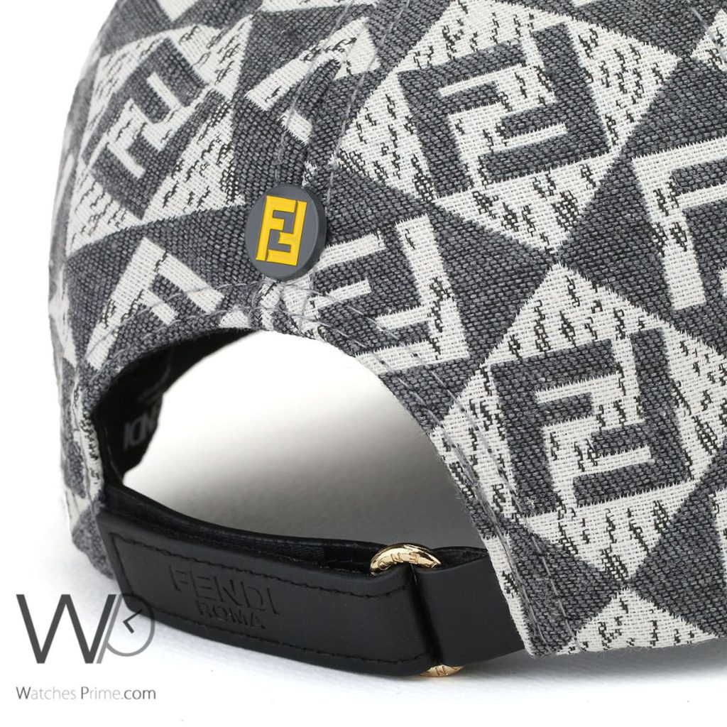 Fendi Roma FF Gray White Cotton baseball Cap | Watches Prime