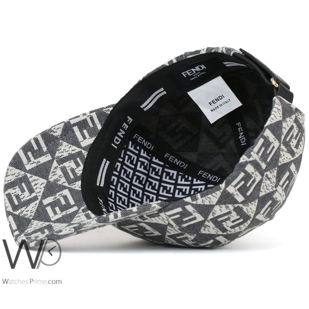 Fendi Roma FF Gray White Cotton baseball Cap | Watches Prime