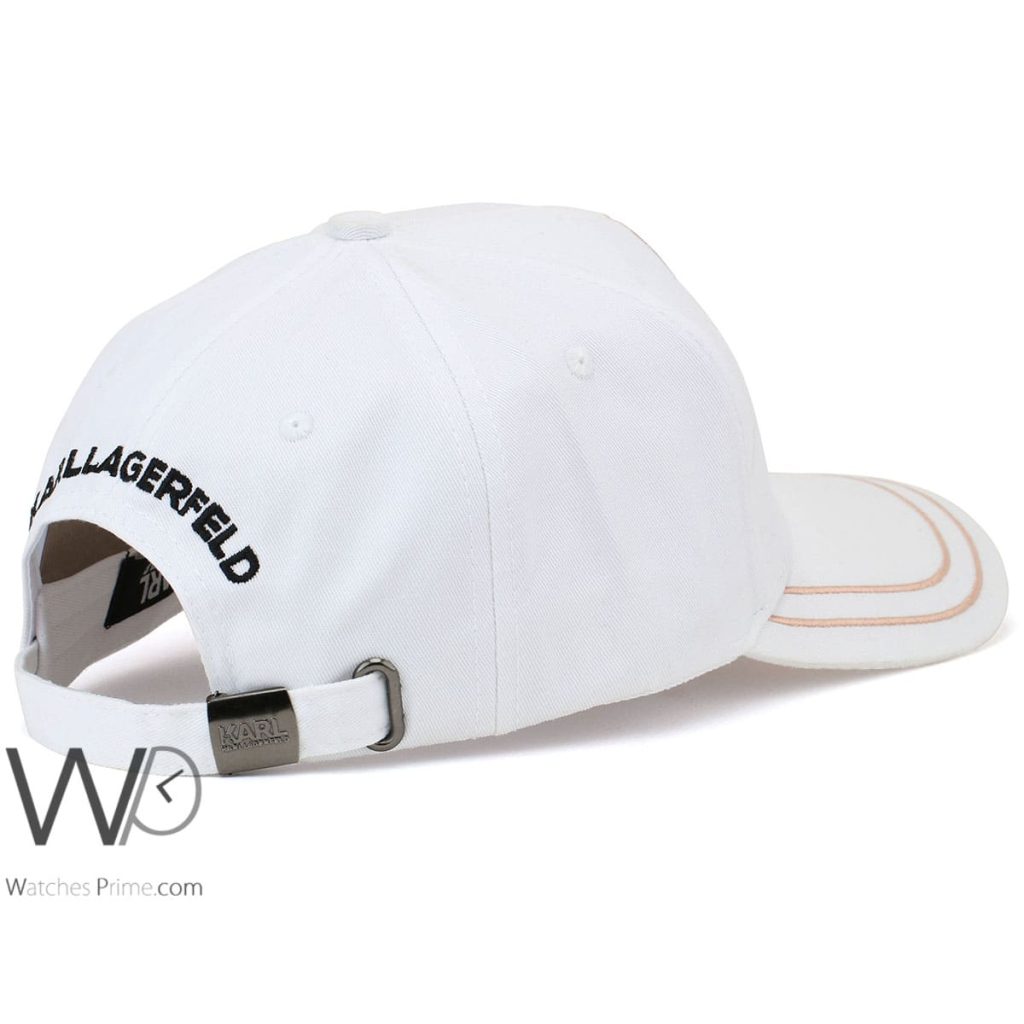 Karl Lagerfeld White Baseball Cotton Cap | Watches Prime