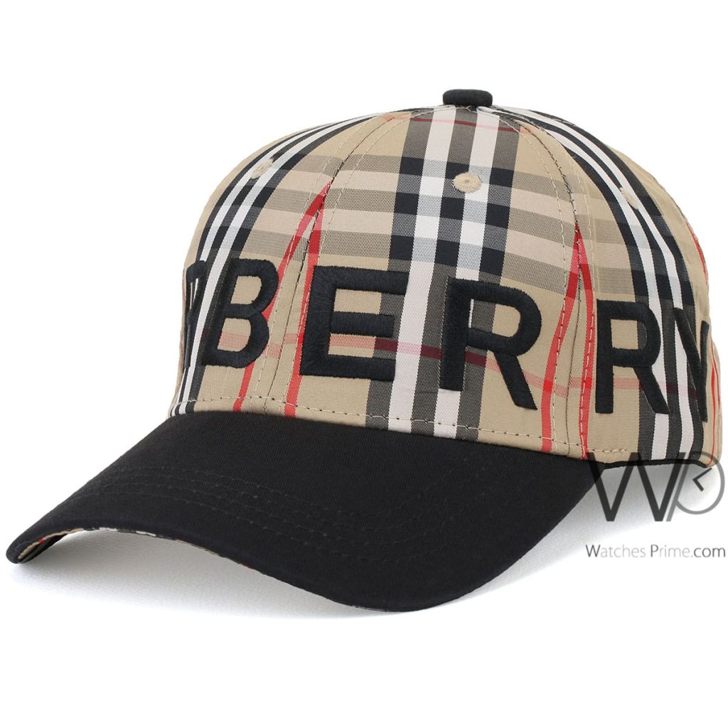 Burberry Motif Icon Stripe Black Baseball Cap | Watches Prime