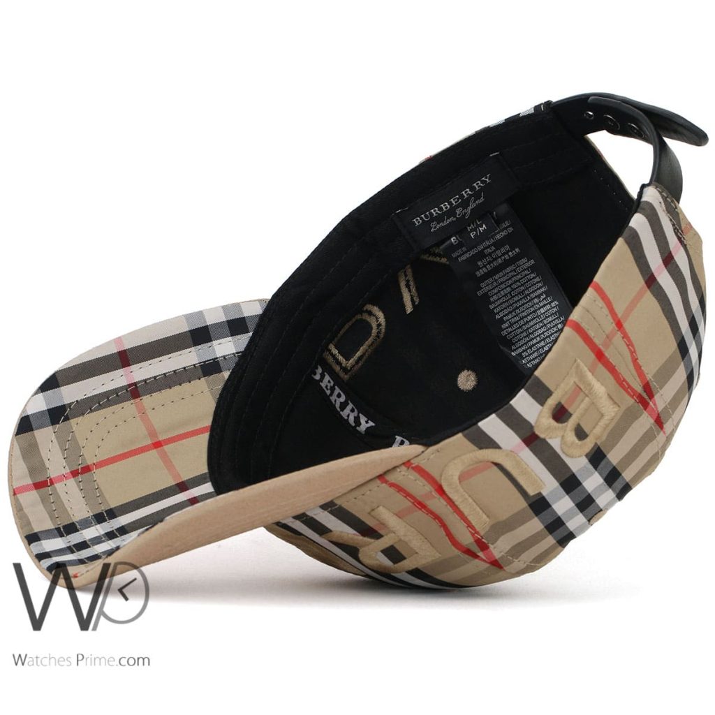Burberry BT Beige Motif Icon Stripe Cap | Watches Prime