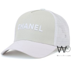 Chanel trucker cap white mesh leather snapback hat