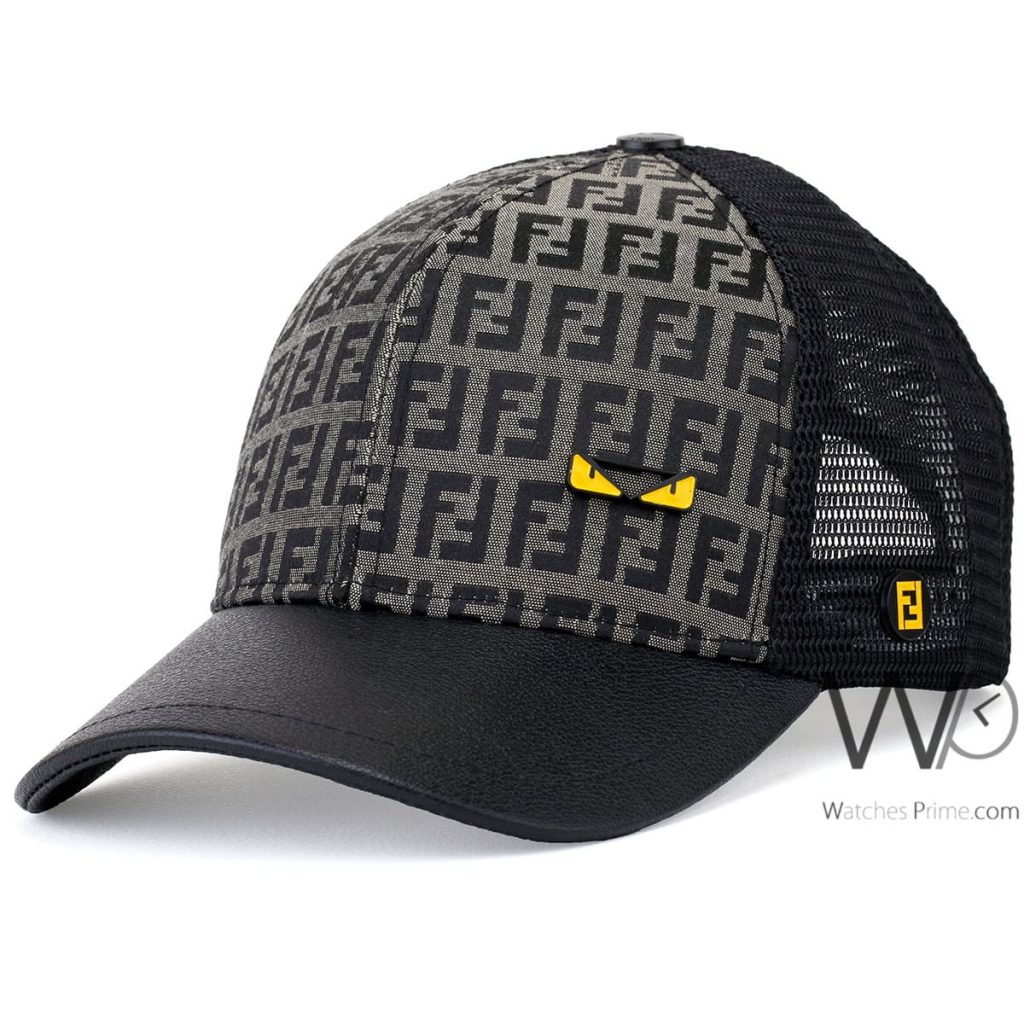Fendi Roma Black Gray mesh snapback Cap | Watches Prime