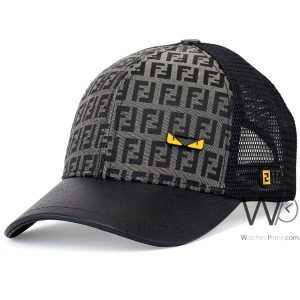 Fendi roma trucker cap brown black mesh snapback hat