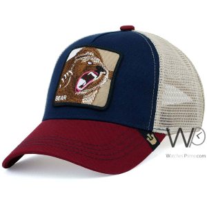 Goorin bros trucker bear cap blue red mesh snapback hat