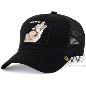 Goorin bros trucker lone wolf cap black mesh snapback hat