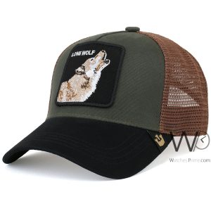 Goorin bros trucker lone wolf cap brown black mesh snapback hat