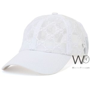 Patterned gucci gg baseball mesh cap white hat