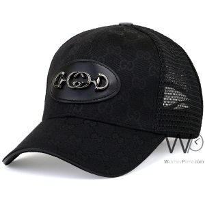 Patterned gucci gg trucker cap black mesh snapback hat