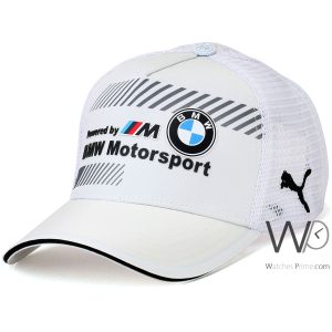 Trucker cap bmw powered by m3 motor sport white net hat