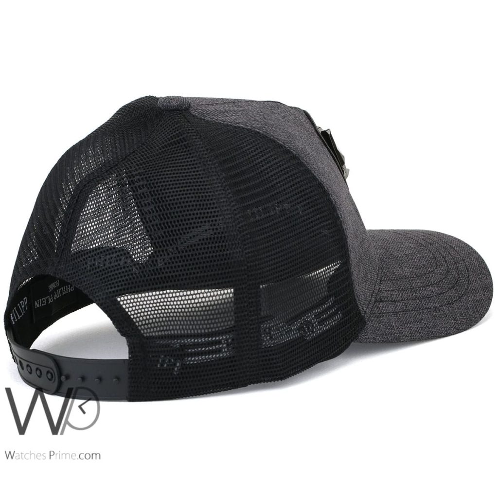 Philipp Plein PP Gray Trucker Leather Cap | Watches Prime