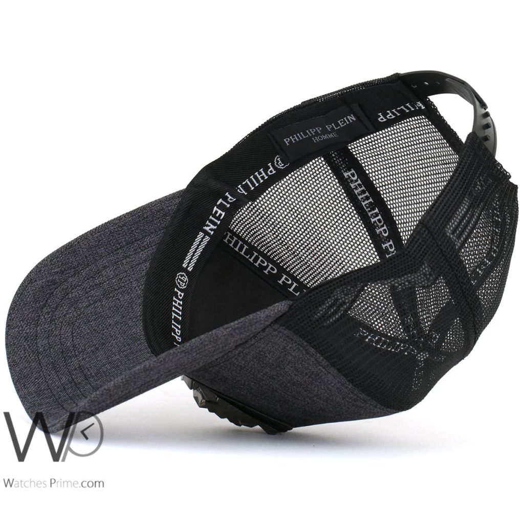 Philipp Plein PP Gray Trucker Leather Cap | Watches Prime