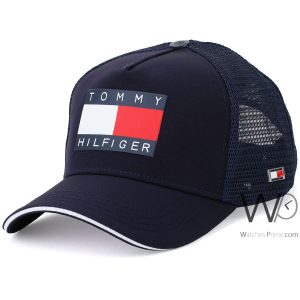 Trucker hat tommy hilfiger th 1985 navy blue cotton net cap