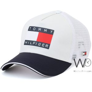Trucker hat tommy hilfiger th 1985 white blue cotton net cap