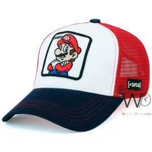 Trucker super mario capslab cap white red blue mesh snapback hat
