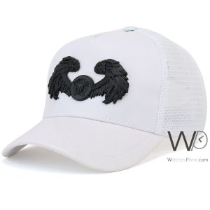 Versace trucker leather hat white mesh snapback cap