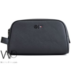 Mercedes benz tommy hilfiger black leather wash bag for men