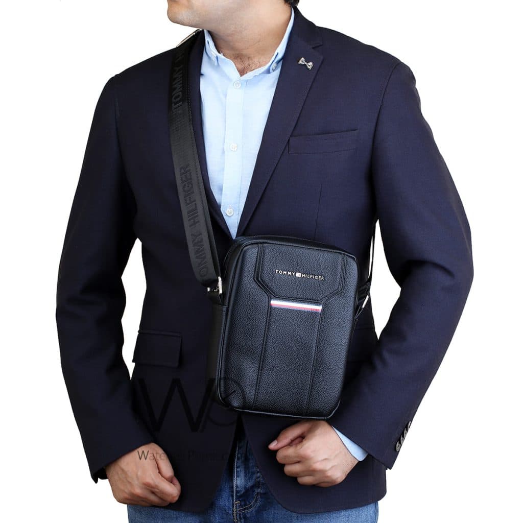 Tommy Hilfiger Black Crossbody Messenger Men | Watches Prime
