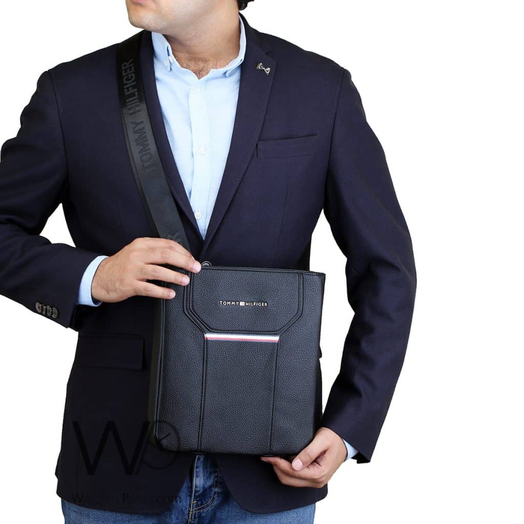Tommy Hilfiger Black Crossbody Messenger Men | Watches Prime