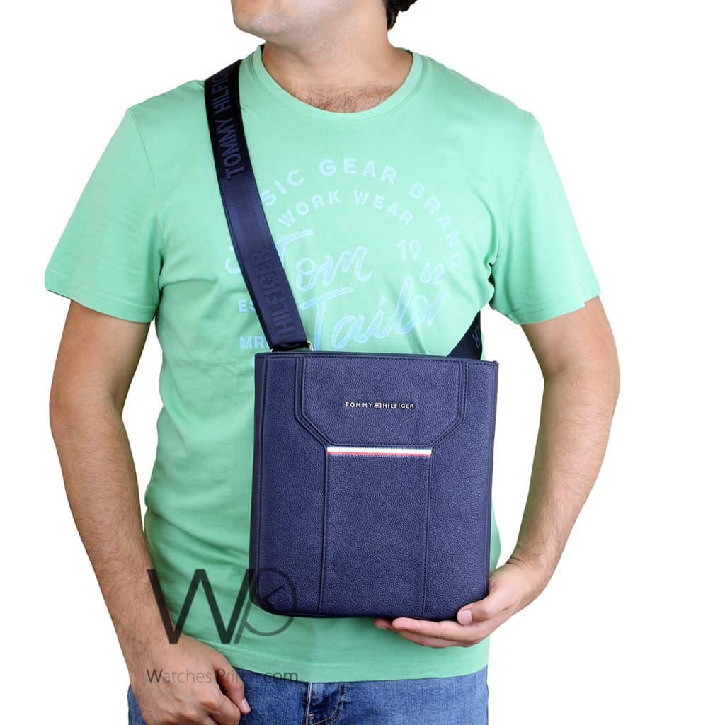 Tommy Hilfiger Navy Crossbody Messenger Men | Watches Prime