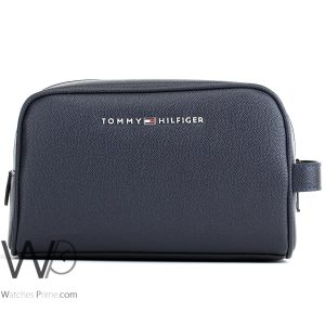 Tommy hilfiger navy blue leather wash hand bag for men